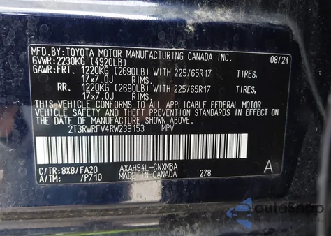 2024 Toyota Rav4 Xle/Woodland Edition z USA, uszkodzony, nr VIN 2T3RWRFV4RW239153